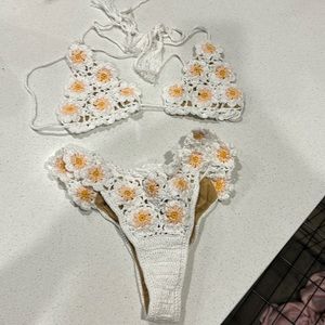 Andi bagus crochet, white bikini.